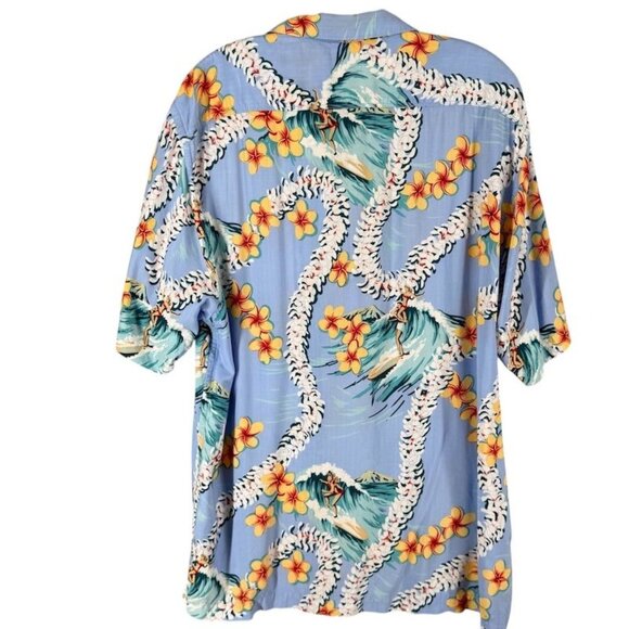 Vintage Tommy Bahama Mens L Shirt Hawaiian Blue Floral Short Sleeve - Picture 4 of 13